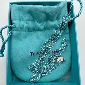 Tiffany & Co. new 30” 2.5mm thick blue enamel sparkly sterling silver necklace